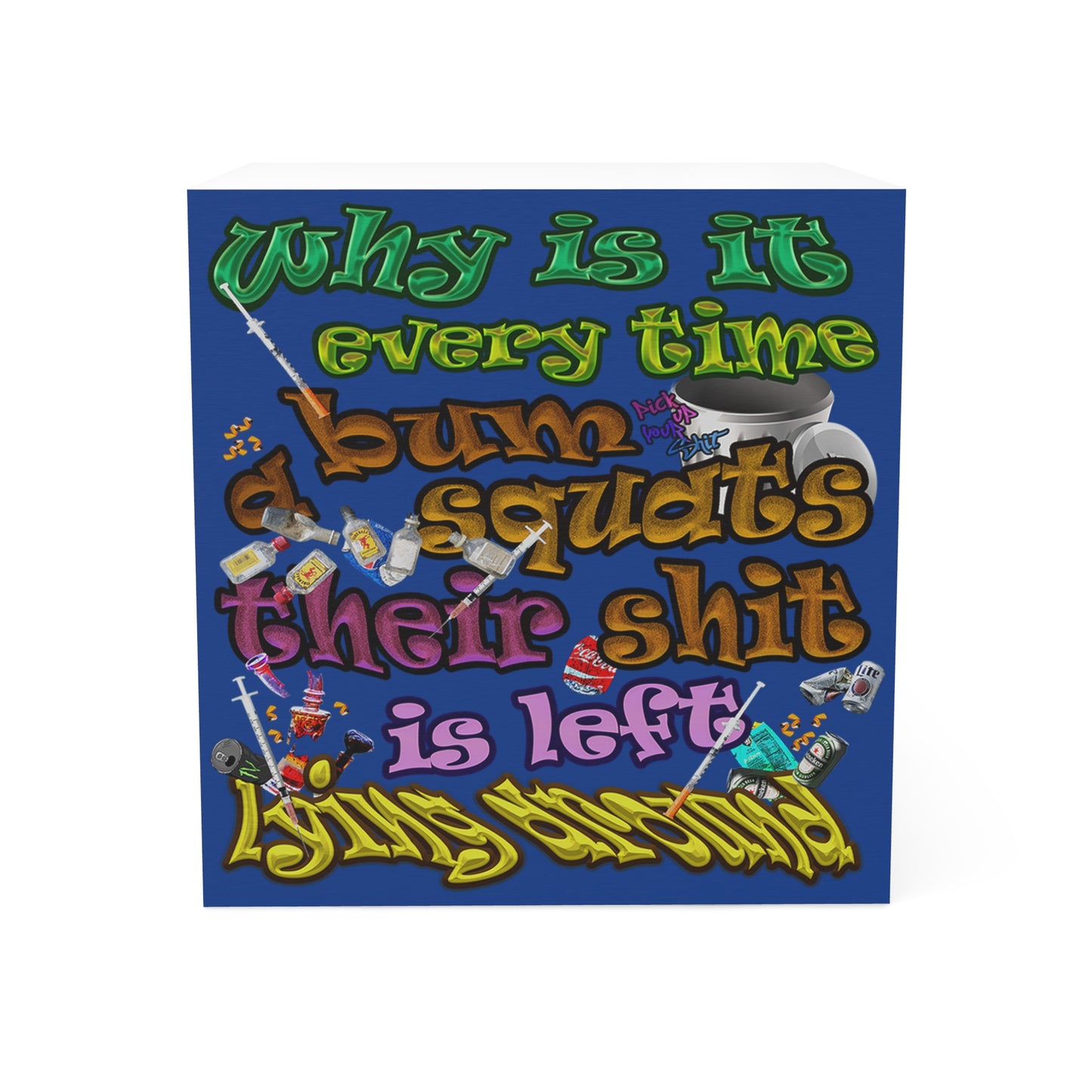 the bum's shit - note cube (dark blue)