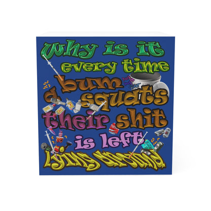 the bum's shit - note cube (dark blue)