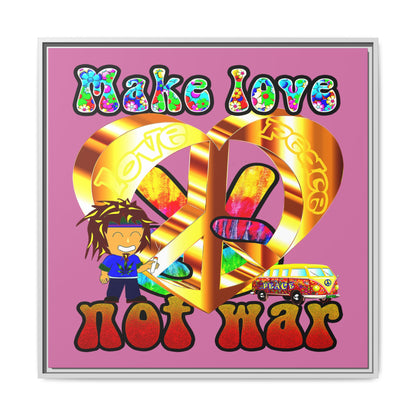 love peace - framed canvas art (light pink)