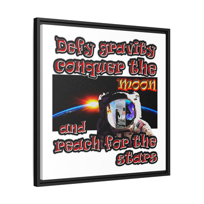 defy conquer reach - framed canvas art (white)