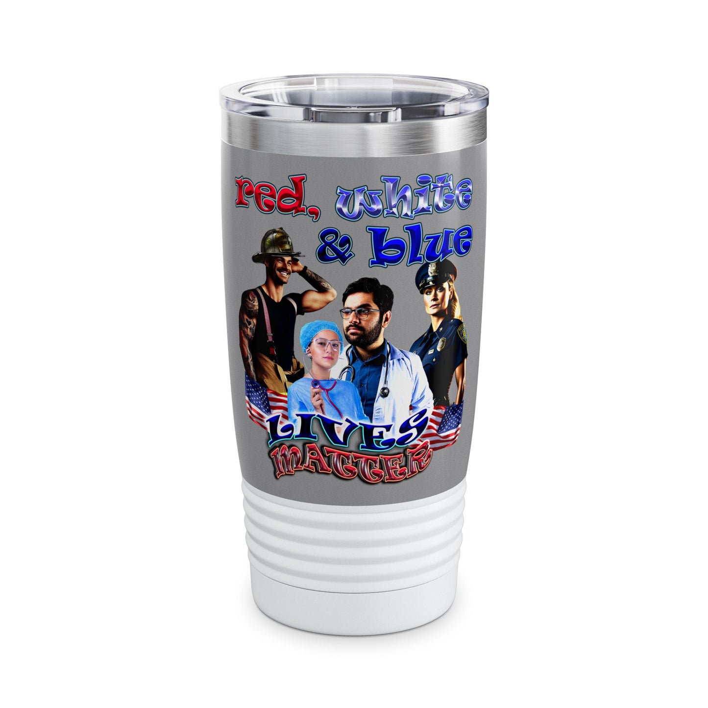 rw&b lives matter - Ringneck Tumbler, 20oz (grey)