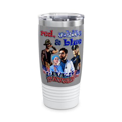 rw&b lives matter - Ringneck Tumbler, 20oz (grey)