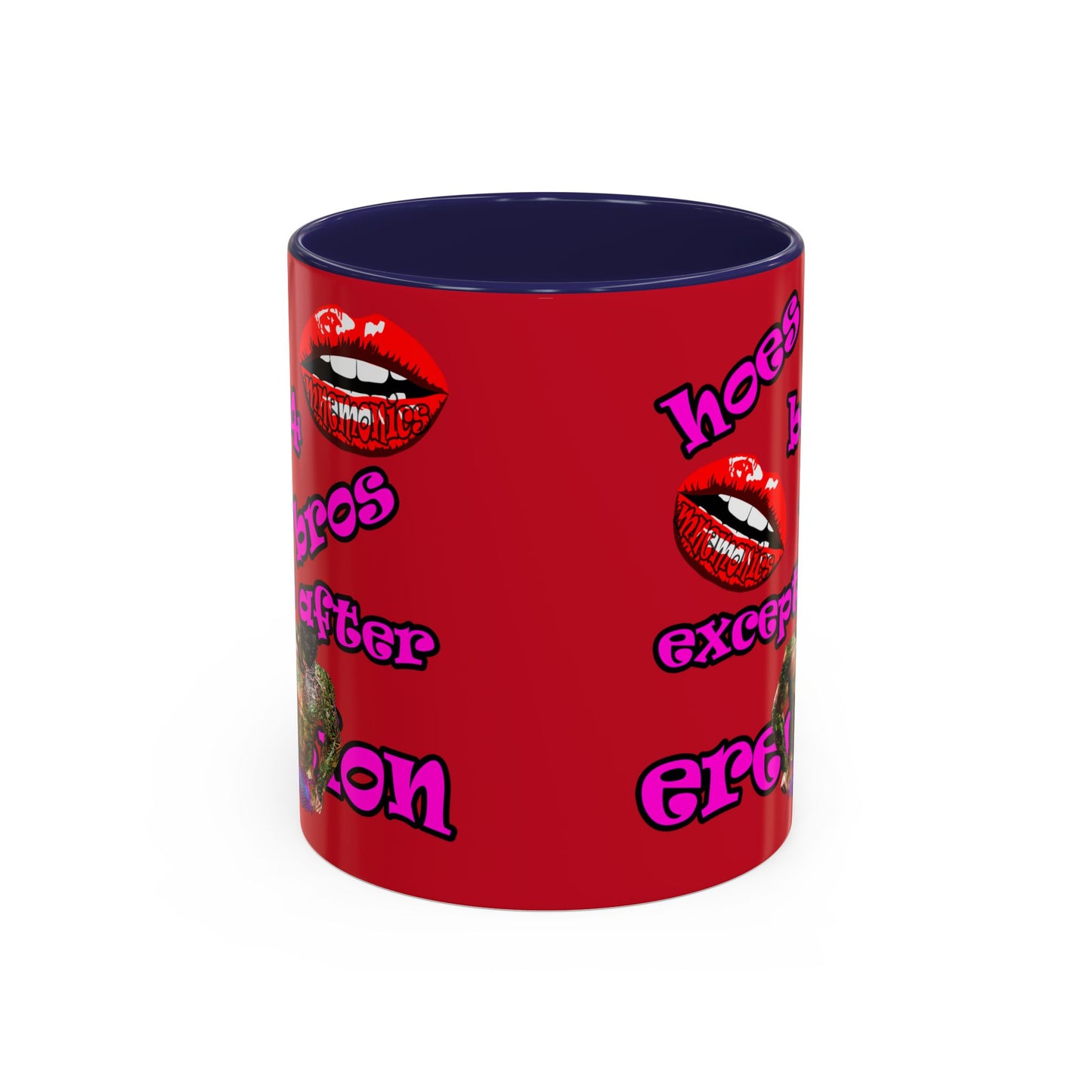 hoes b4 bros - Accent Mug (dark red)