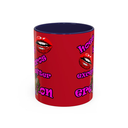 hoes b4 bros - Accent Mug (dark red)