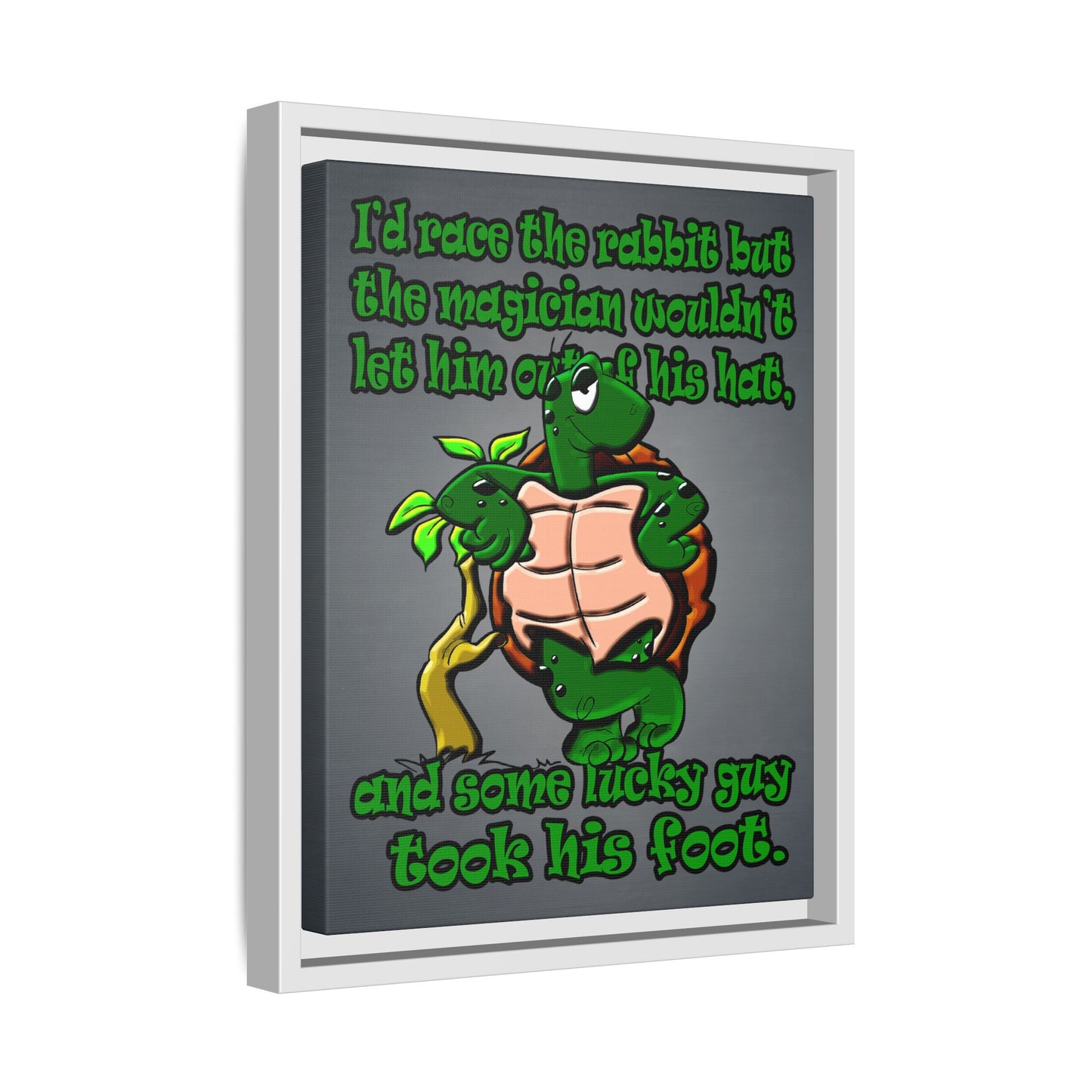 turtle race - framed canvas art (grey-light grey)