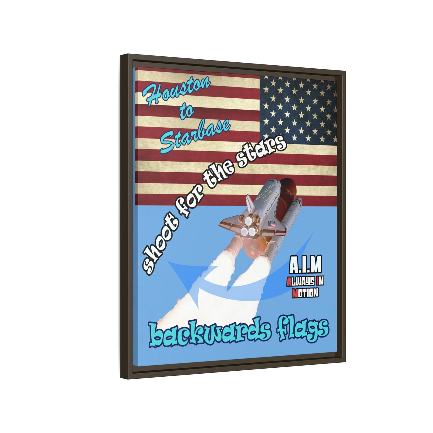 shoot for the stars - framed canvas art (light blue)