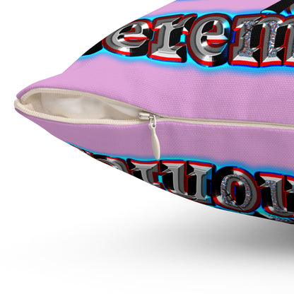 em cee squared - Spun Polyester Square Pillow - (gummy pink)