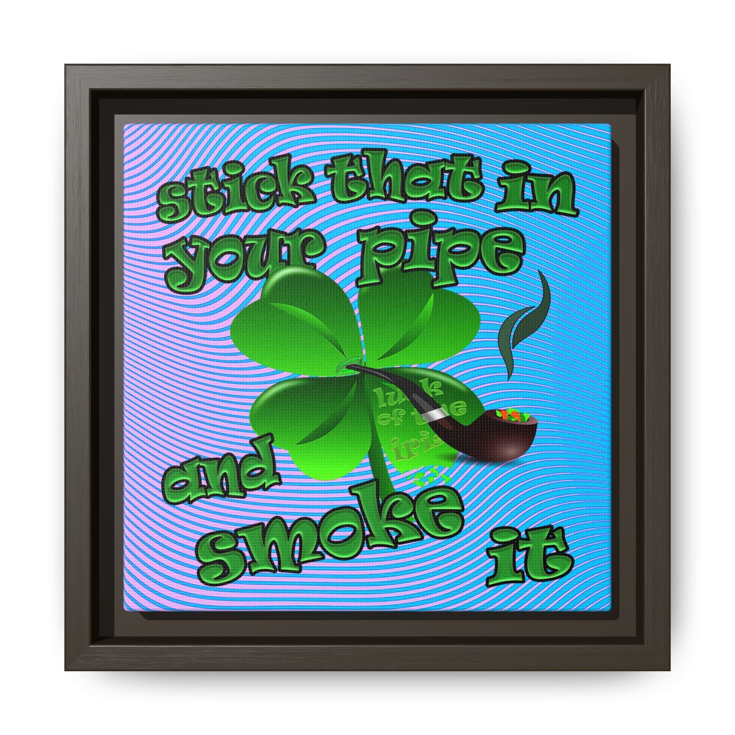 stick that in your pipe and smoke it - framed canvas art (light blue-purple wave)
