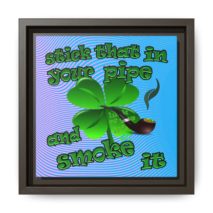 stick that in your pipe and smoke it - framed canvas art (light blue-purple wave)