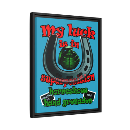 my luck - framed canvas art (turquoise)