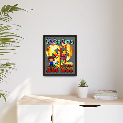 love peace - framed canvas art (dark grey)