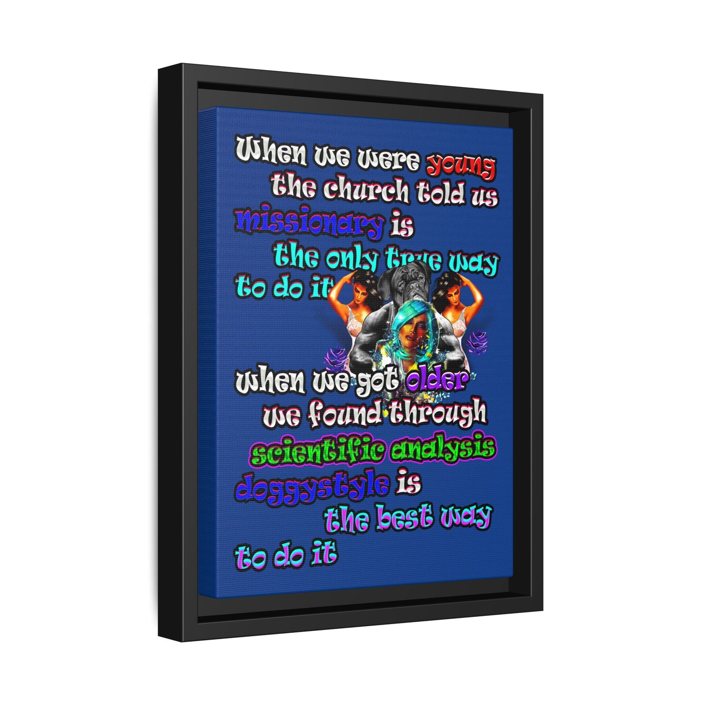doggystyle - framed canvas art (dark blue)