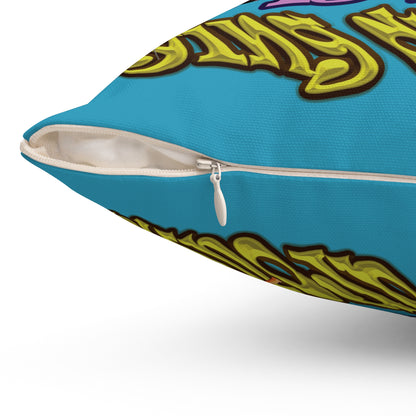 the bum's shit - Spun Polyester Square Pillow - (turquoise)