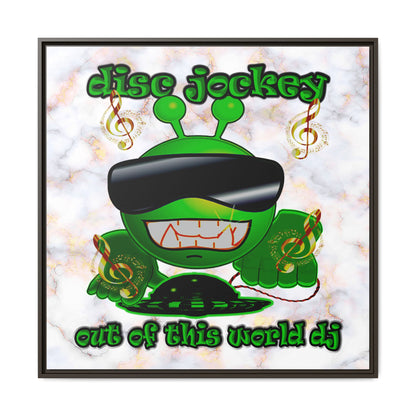 disc jockey - framed canvas art (white marble)