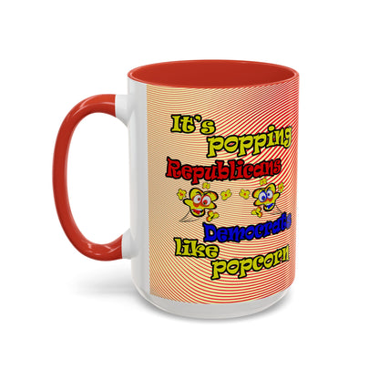 popping like popcorn - Accent Mug (yellow-orange wave)
