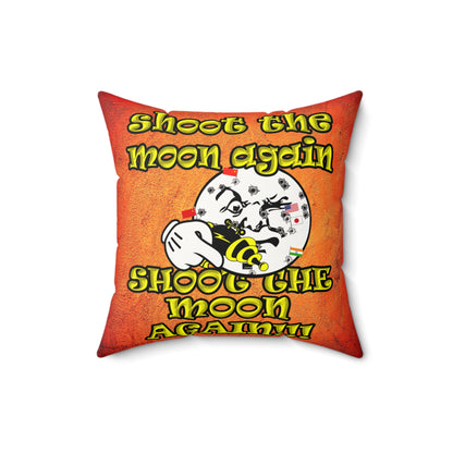 shoot the moon again - Faux Suede Square Pillow - (burnt orange)