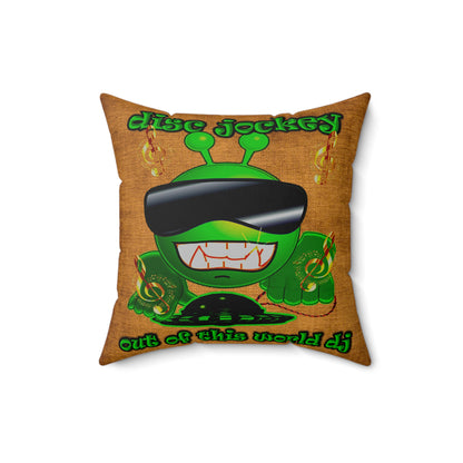 disc jockey - Spun Polyester Square Pillow - (dichromatic brown papyrus)