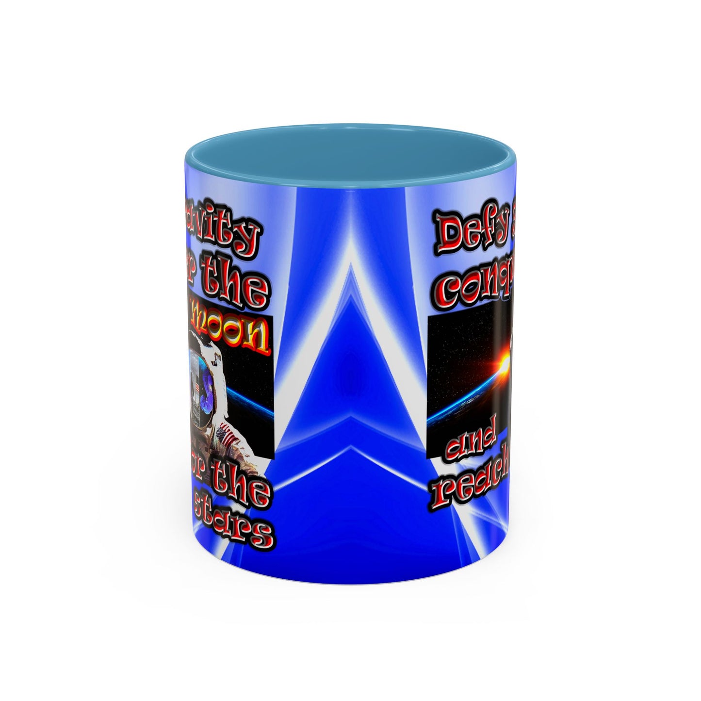 defy conquer reach - Accent Mug (blue-white wave)