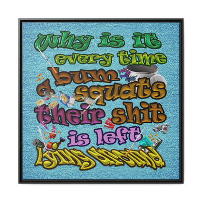 the bum's shit - framed canvas art (faded blue)
