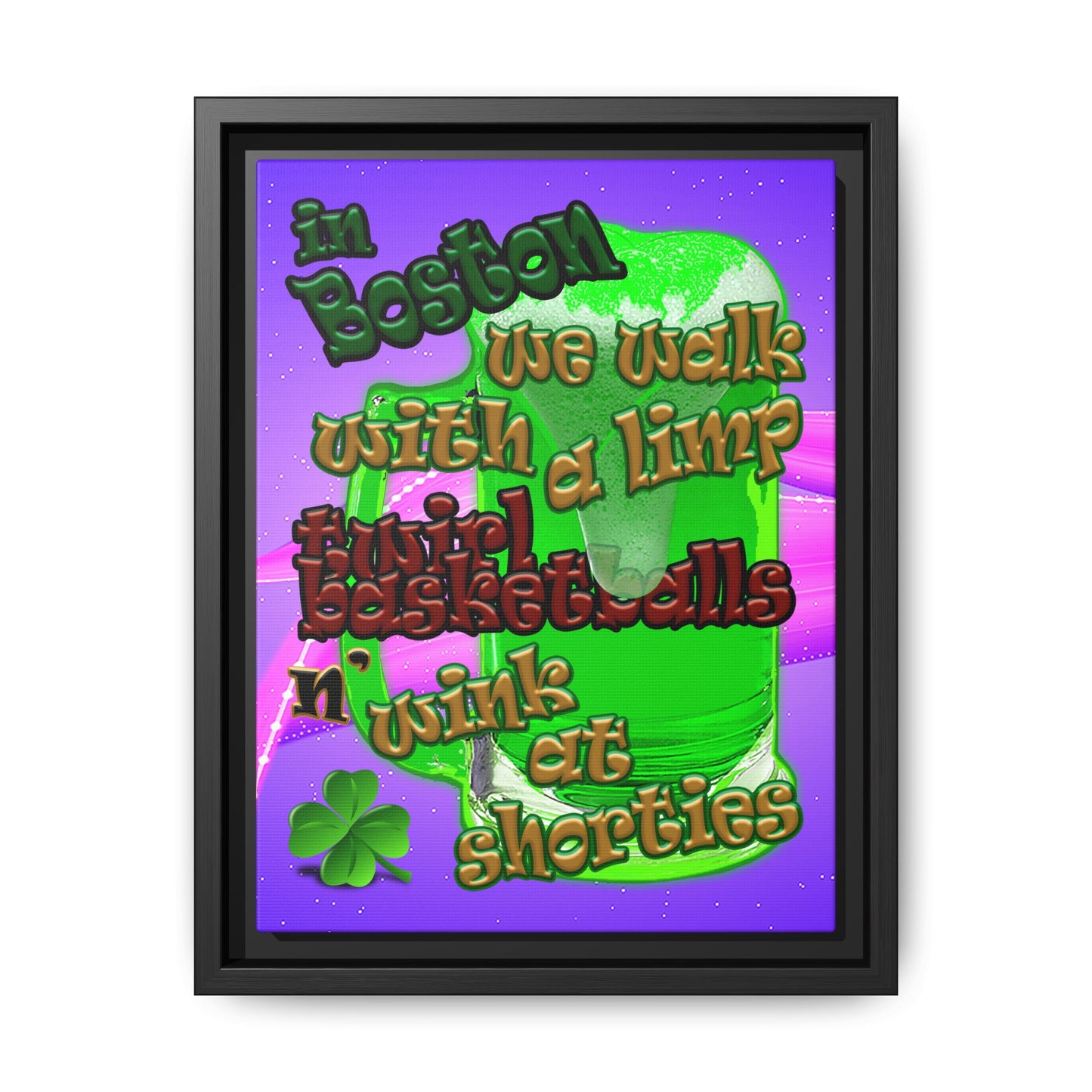 celtics logo - framed canvas art (purple-pink wave)