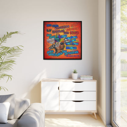 drop the beat - framed canvas art (burnt orange)