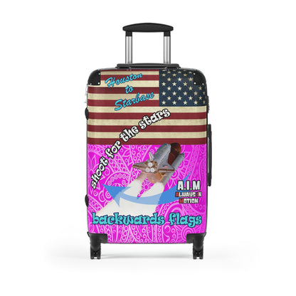 shoot for the stars - Suitcase (pink swirl)