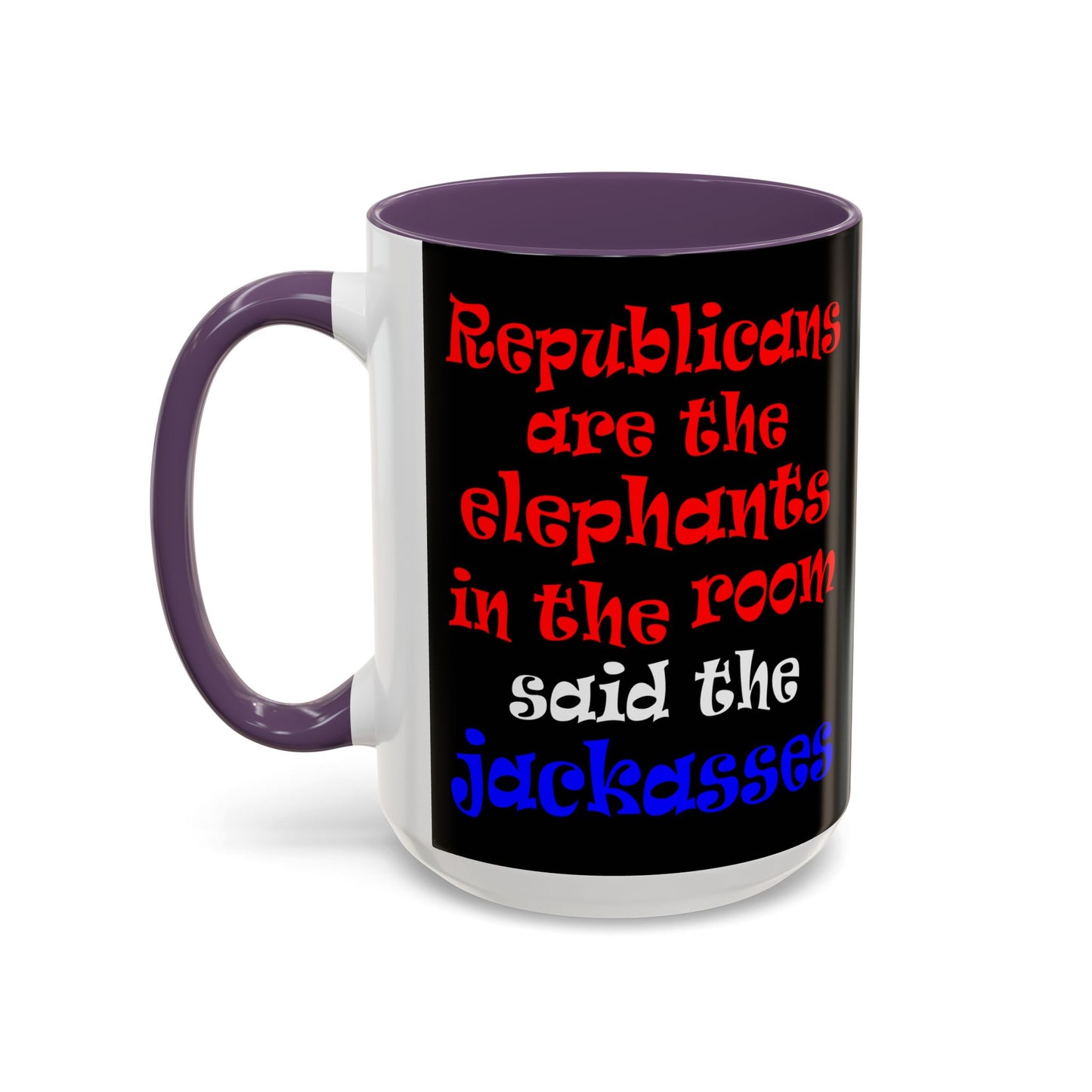 donkeys and elephants - Accent Mug (black)