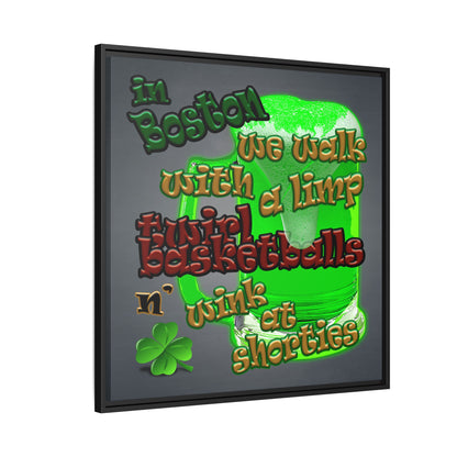 celtics logo - framed canvas art (grey-light grey)