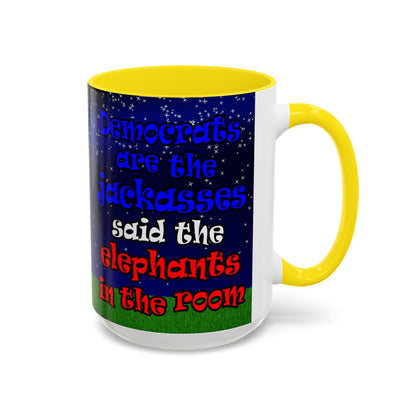 donkeys and elephants - Accent Mug ('snoops' background)