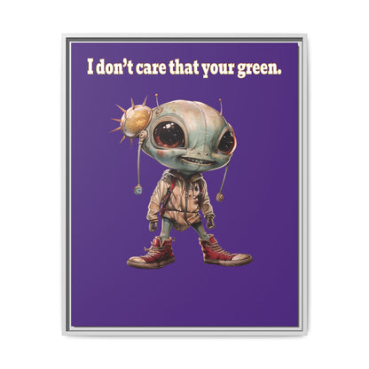 I don't care that your green - framed canvas art (purple)
