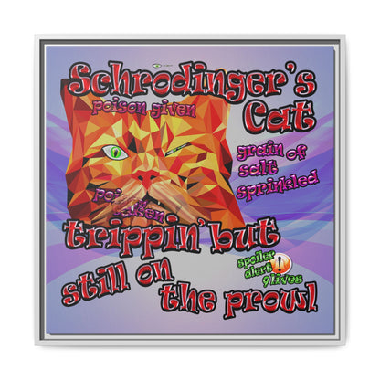 schrodinger's cat - framed canvas art (light blue-pink wave)