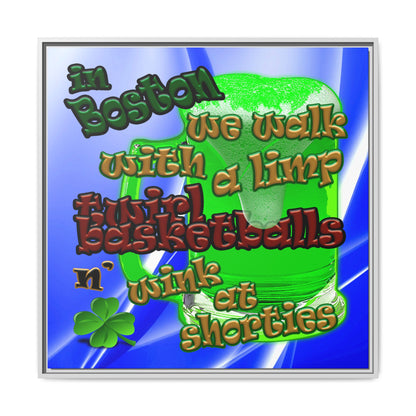 celtics logo - framed canvas art (blue-white wave)