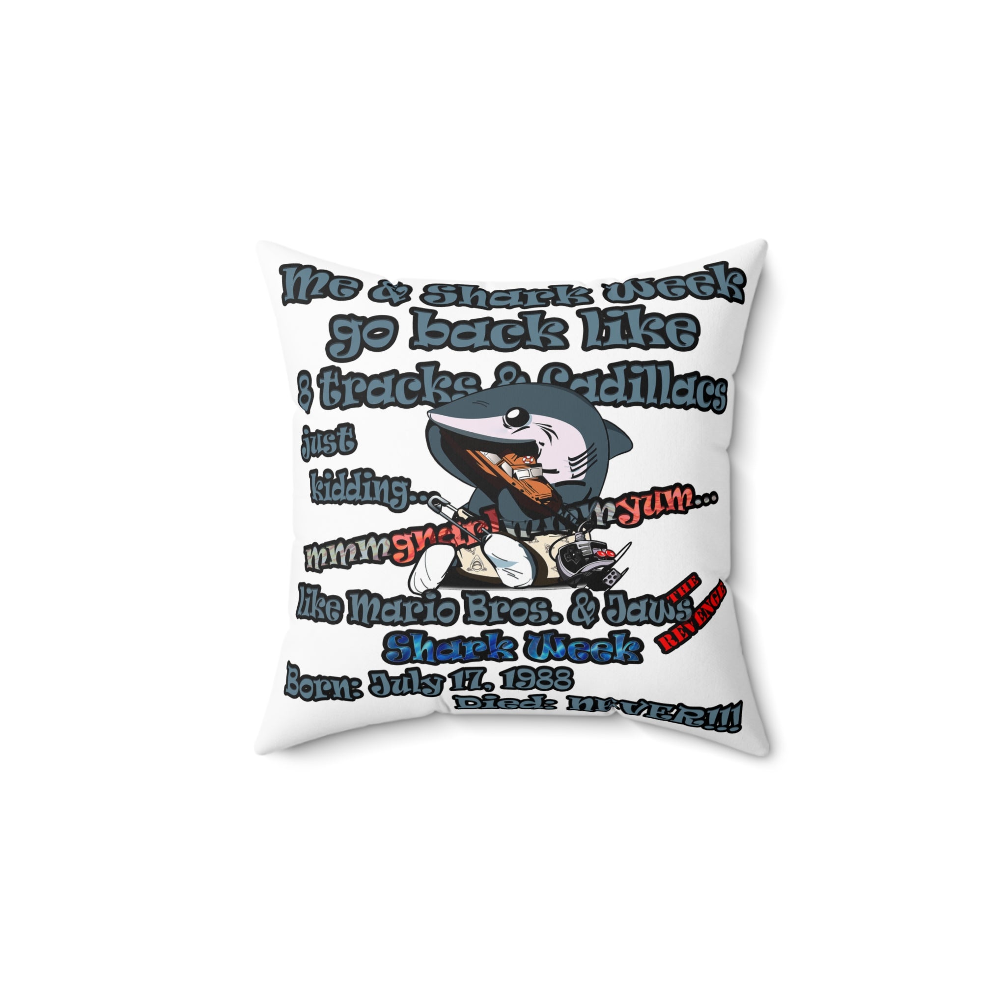 shark week - Faux Suede Square Pillow - (white)