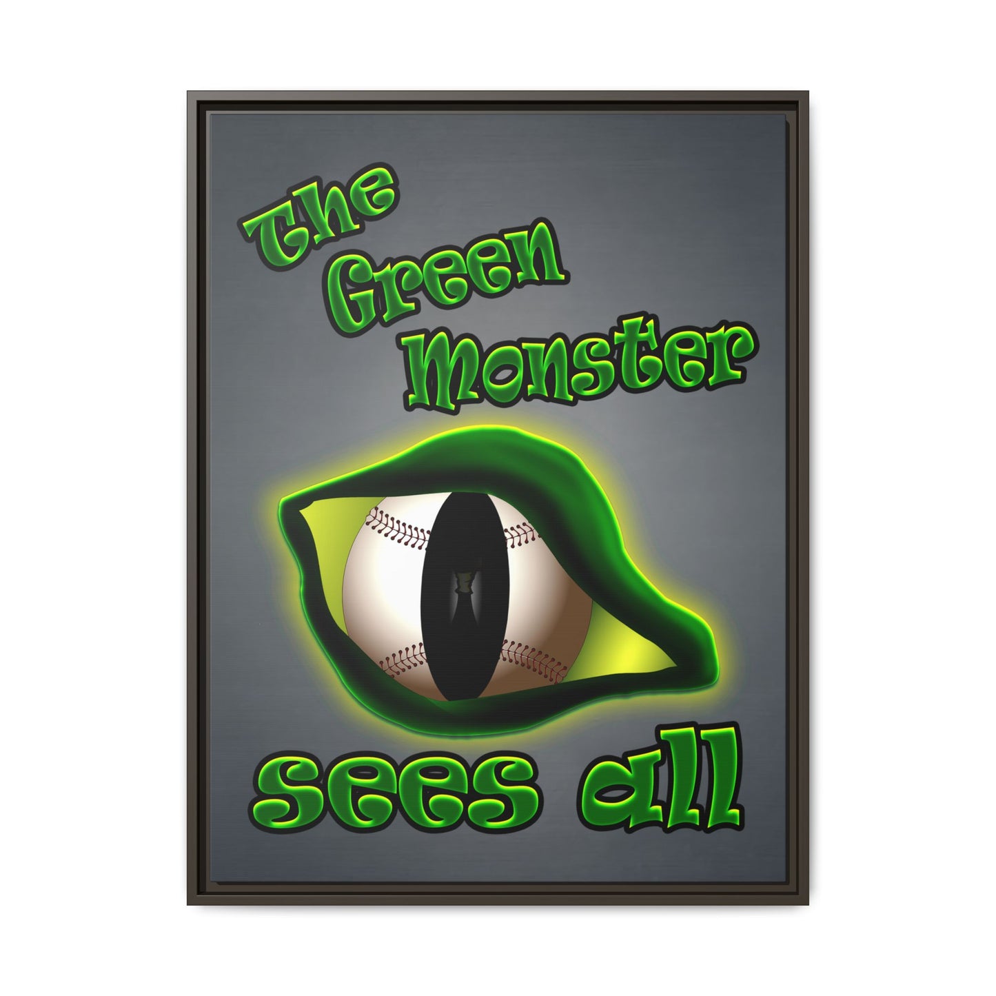 green monster - framed canvas art (grey-light grey)