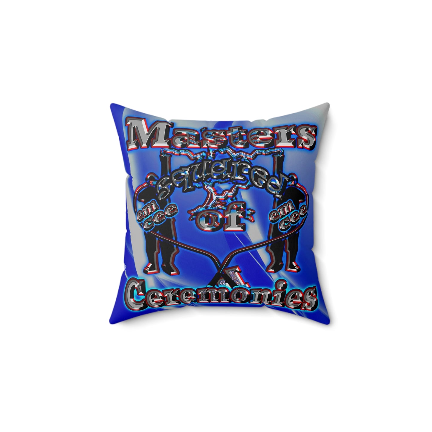 em cee squared - Spun Polyester Square Pillow - (blue-white wave)