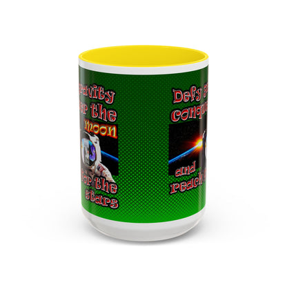 defy conquer reach - Accent Mug (logo green)
