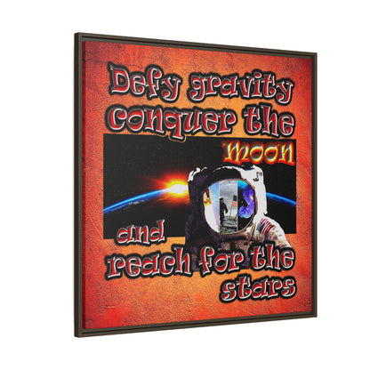 defy conquer reach - framed canvas art (burnt orange)