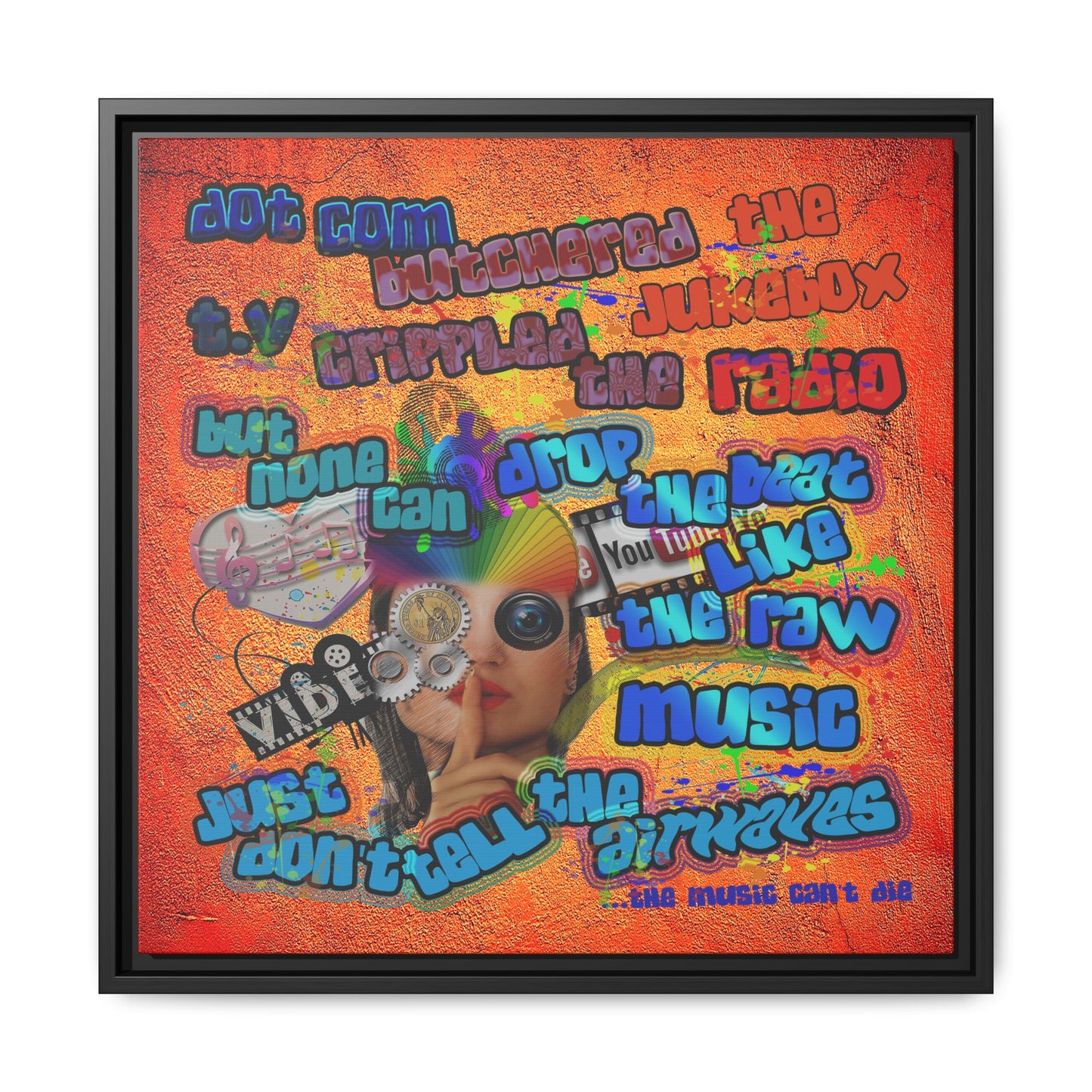 drop the beat - framed canvas art (burnt orange)