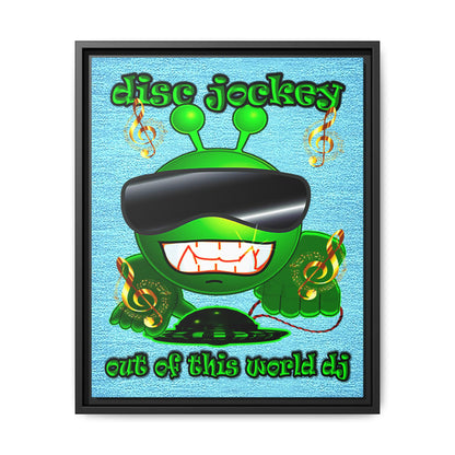 disc jockey - framed canvas art (faded blue)