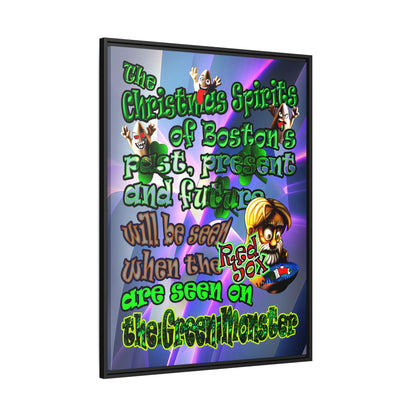 christmas spirits of boston - framed canvas art (grey-pink wave)