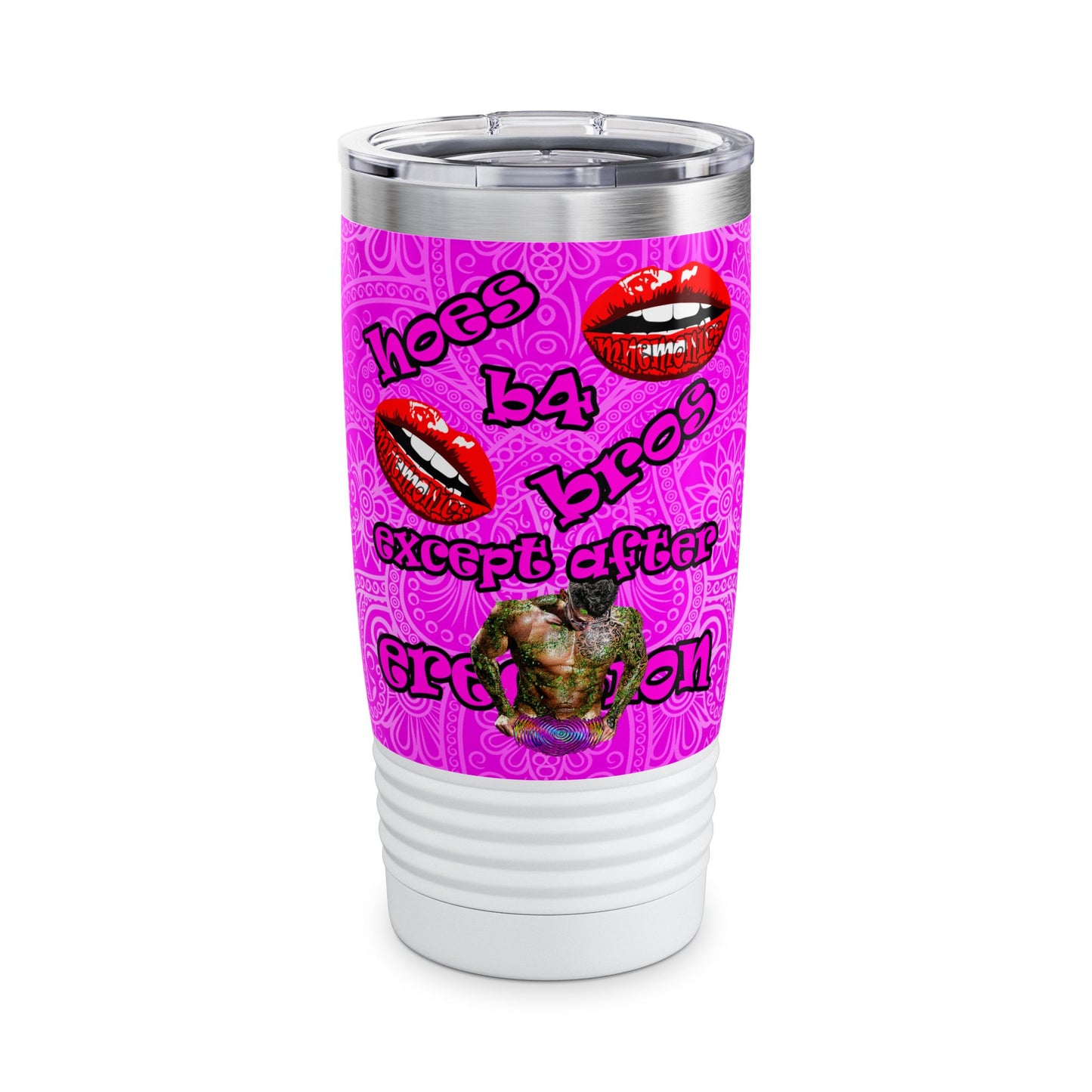 hoes b4 bros - Ringneck Tumbler, 20oz (pink swirl)