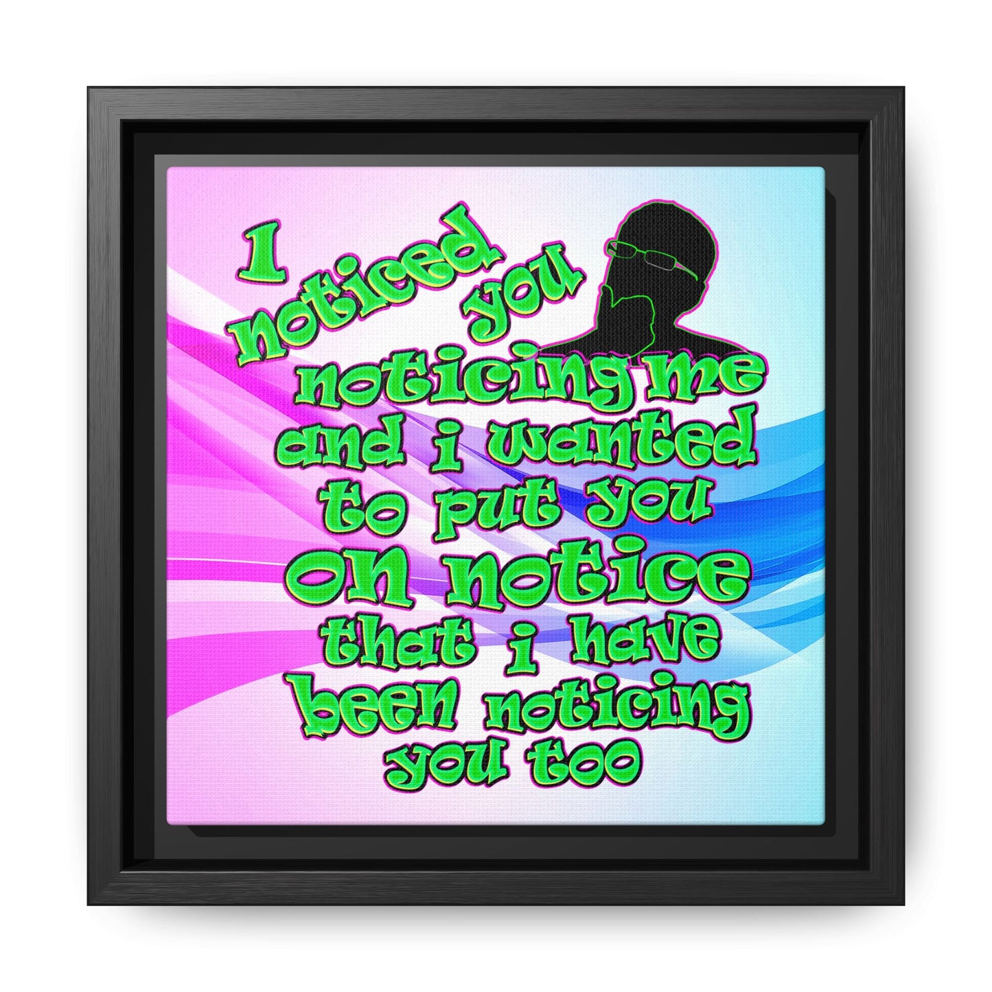noticed you noticing - framed canvas art (light blue-pink wave)
