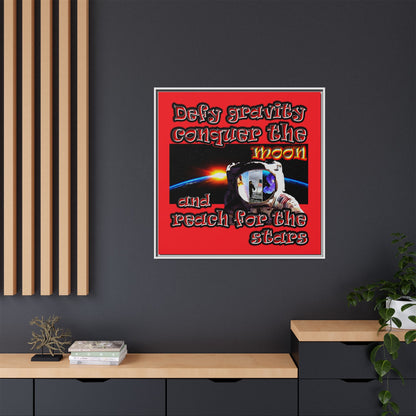 defy conquer reach - framed canvas art (red)