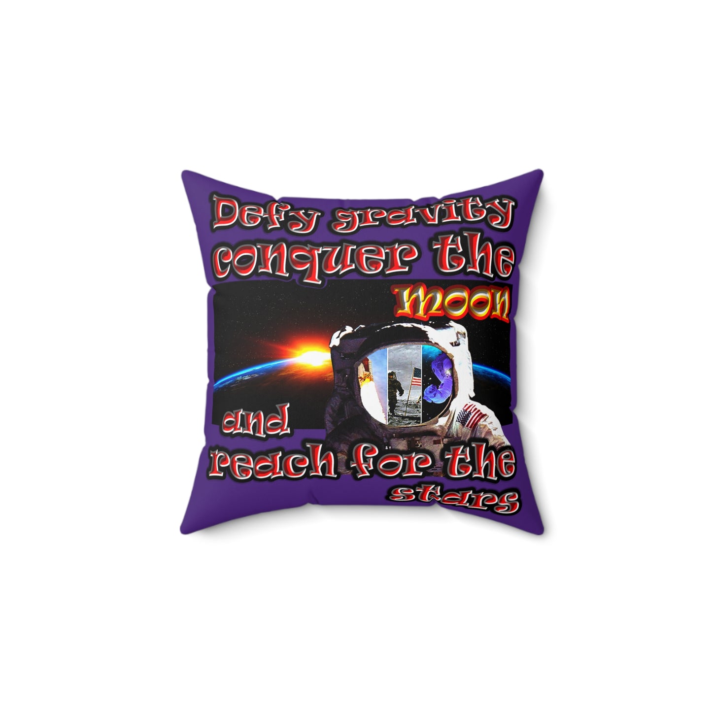 defy conquer reach - Spun Polyester Square Pillow - (purple)