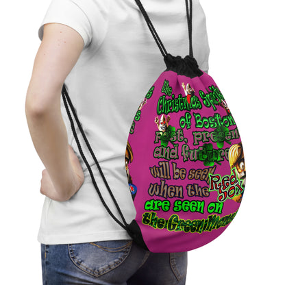 christmas spirits of boston - Drawstring Bag (pink)