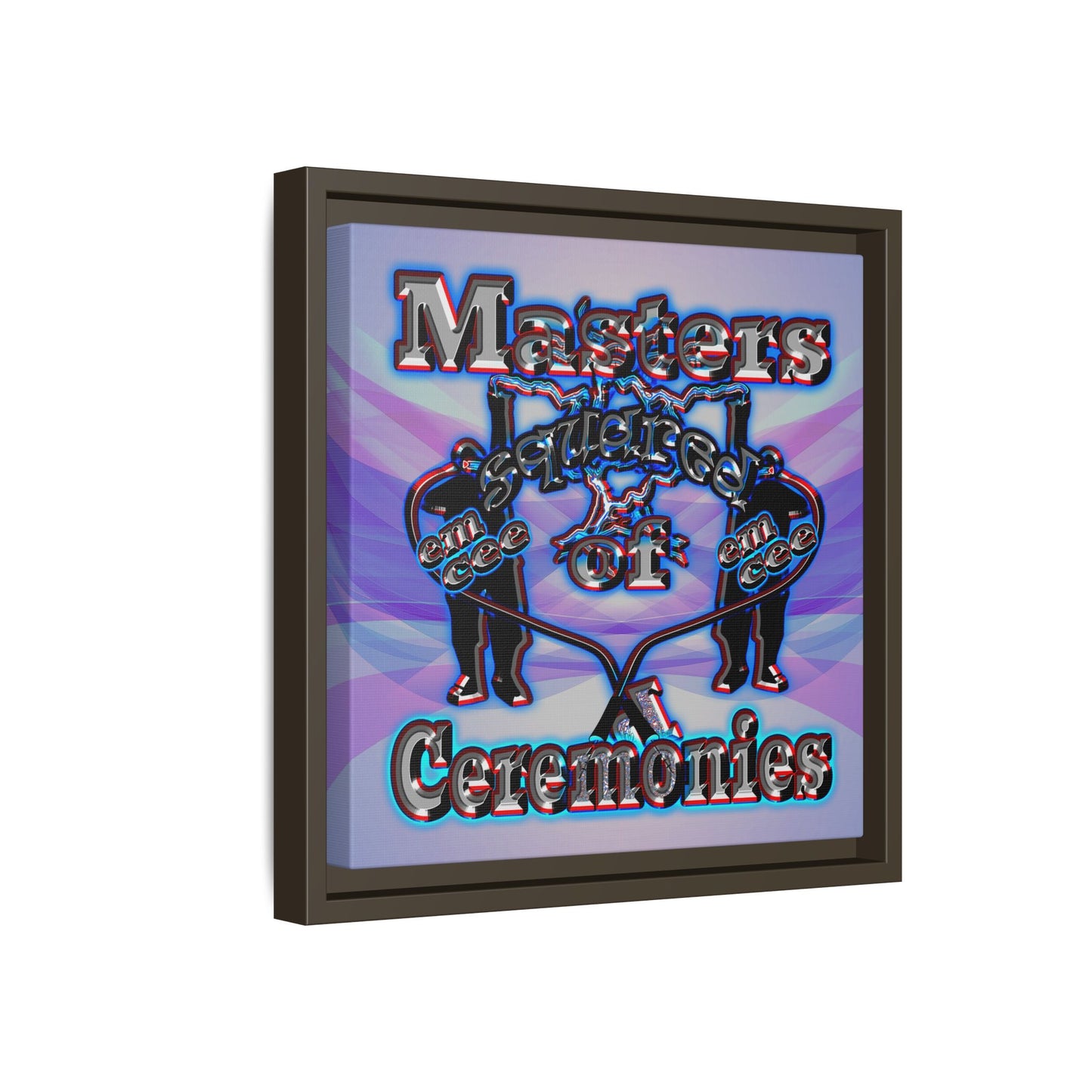 em cee squared - framed canvas art (light blue-pink wave)