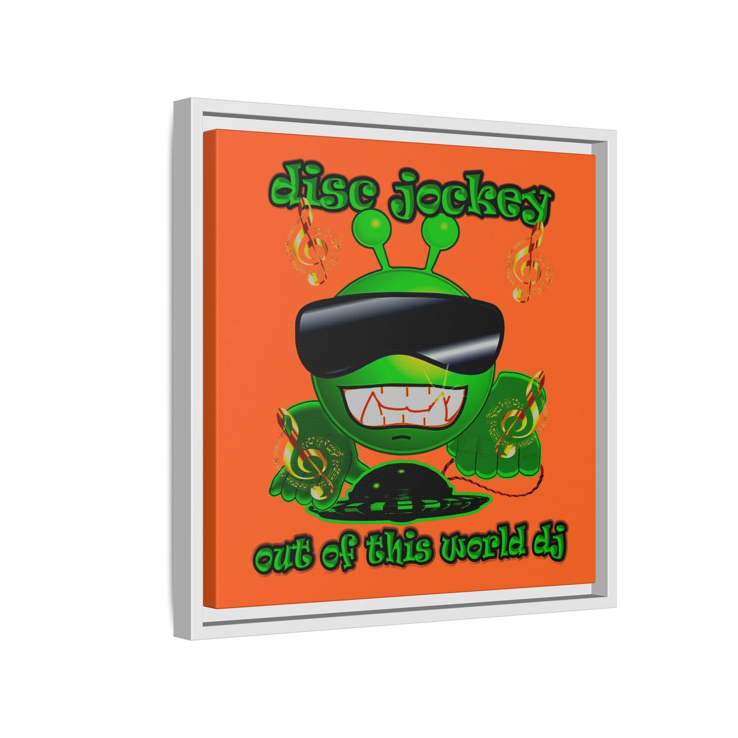 disc jockey - framed canvas art (orange)
