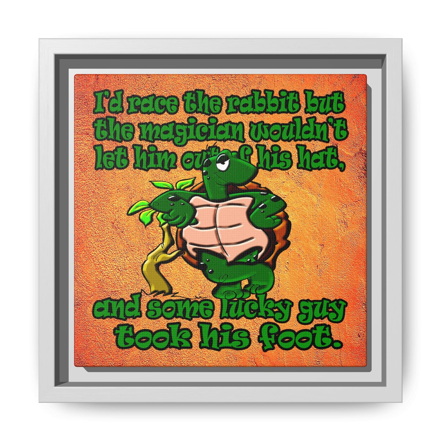 turtle race - framed canvas art (burnt orange)