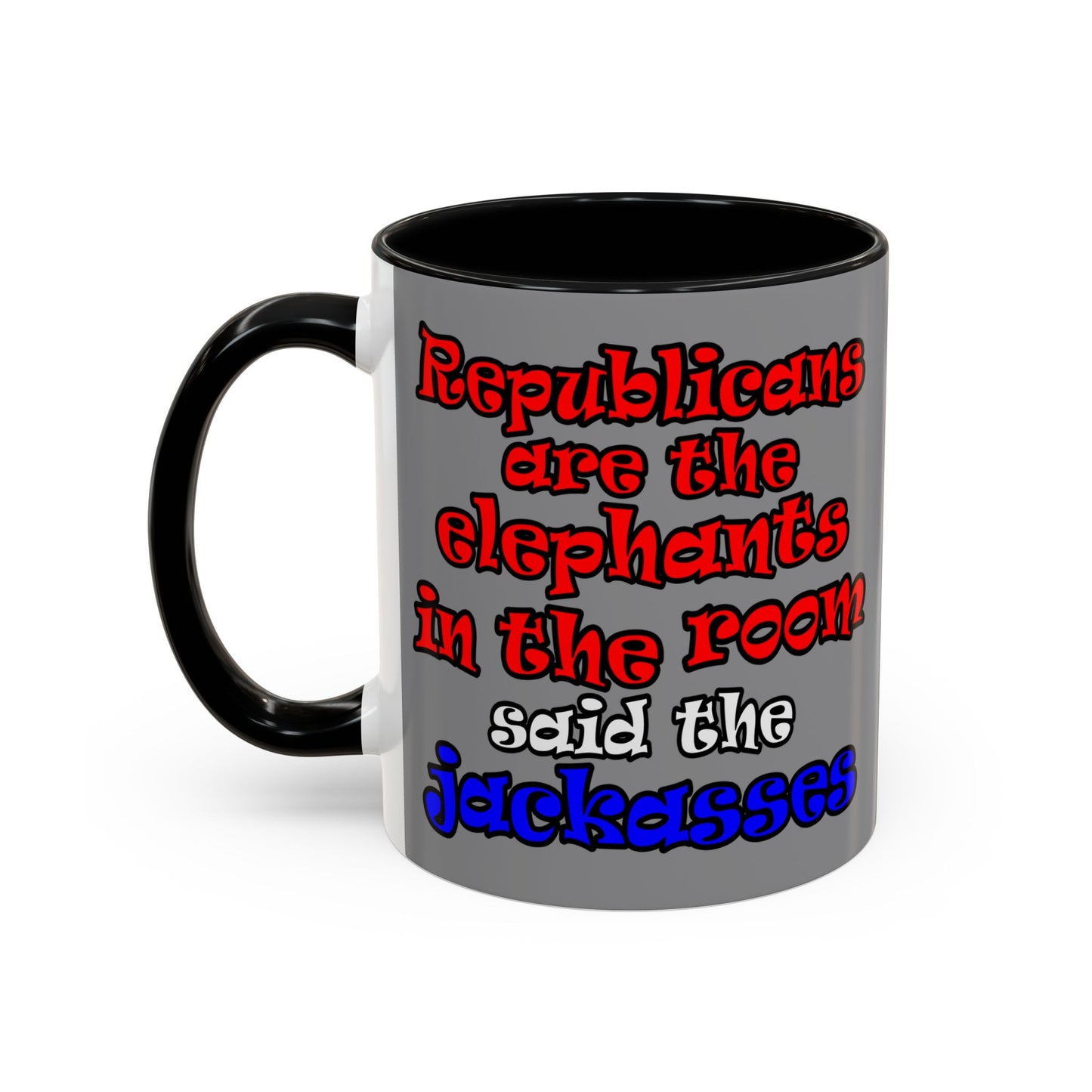 donkeys and elephants - Accent Mug (grey)