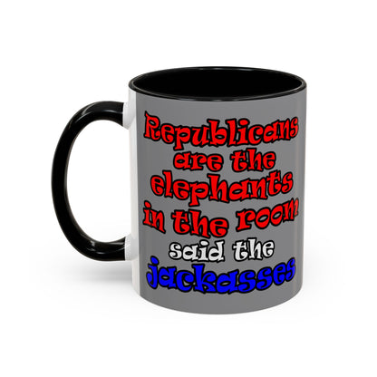 donkeys and elephants - Accent Mug (grey)